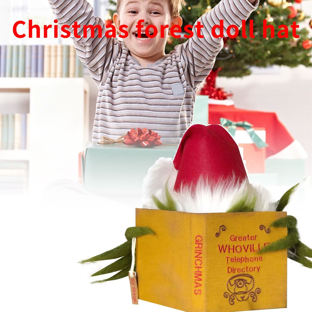 Topper Funny Grinch Hiding Behind Book Treetop Christmas Decor Christmas Tree