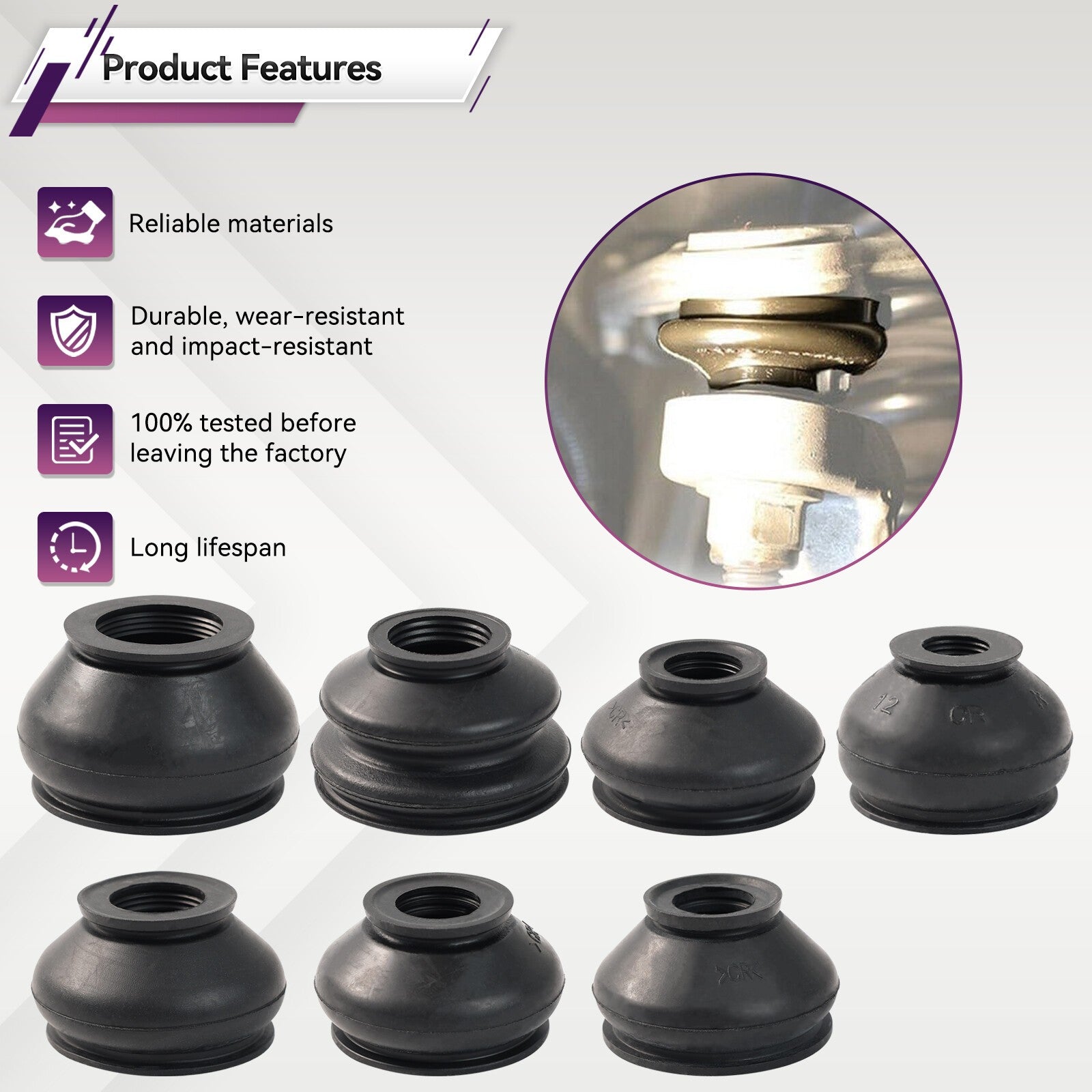 7SizeX2 Universal Multipack Ball Joint Rubber Dust Boot Covers End Track Rod Kit