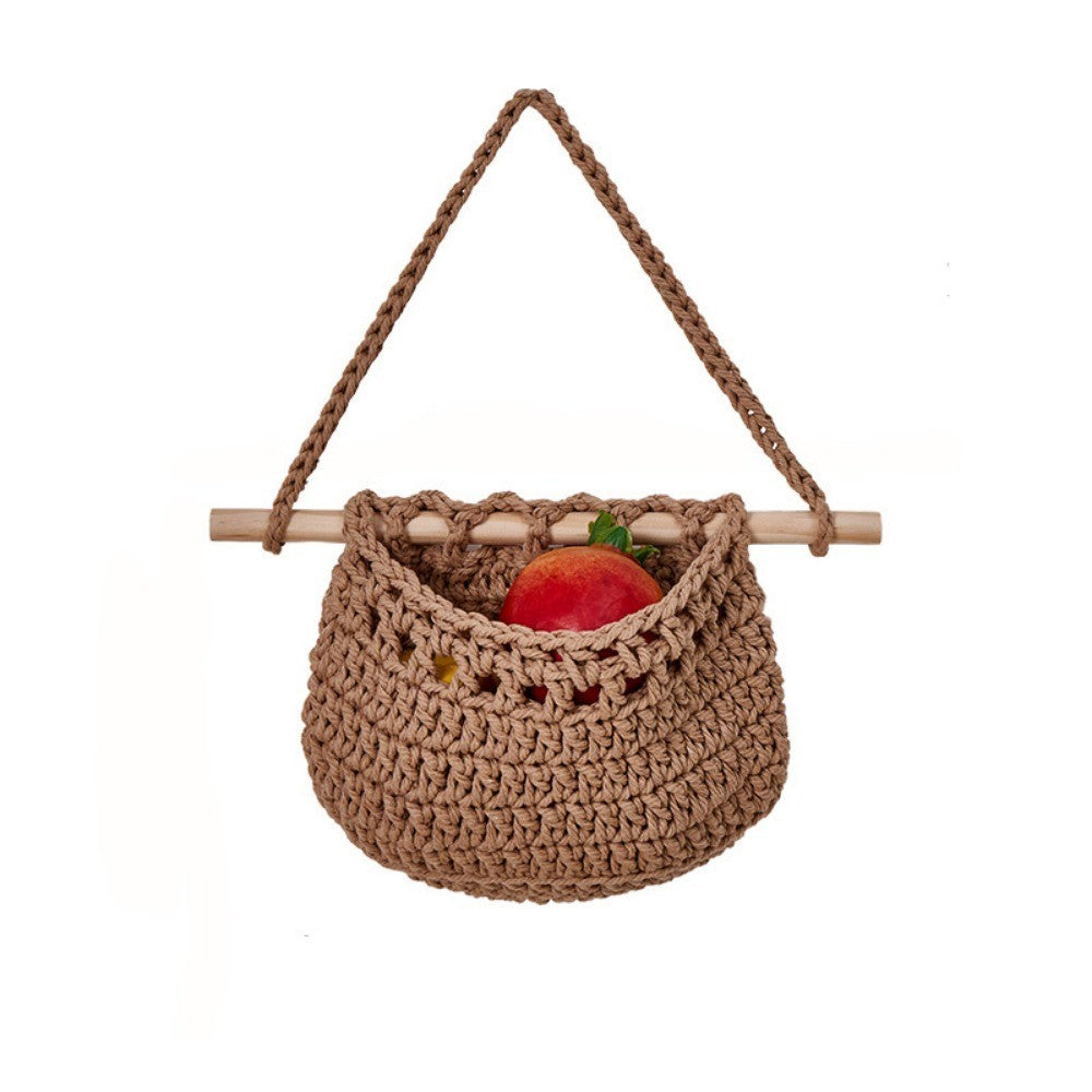 1/3-Tier Macrame Fruit Hammock Storage Basket Hanging Vegetable Holder Pockets