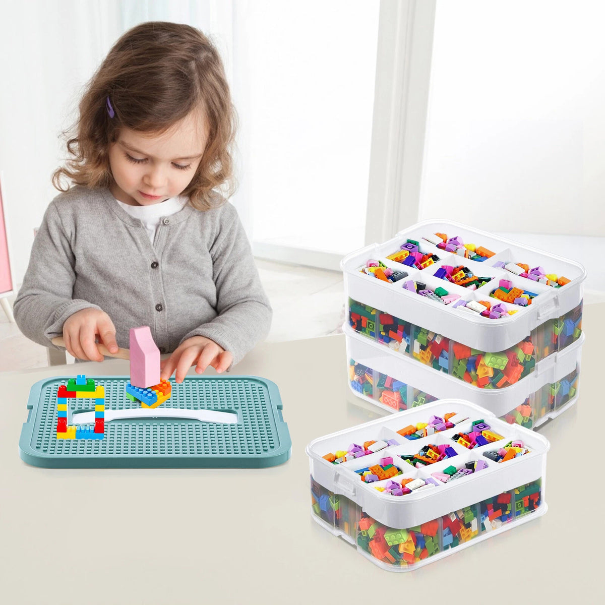 Plastic Storage Organizer for Lego Box Kids Child Toy Stackable Containers