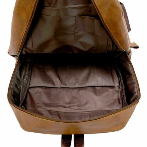Men's Vintage Style Real Genuine Leather Bag Rucksack Laptop Backpack Brown Bag