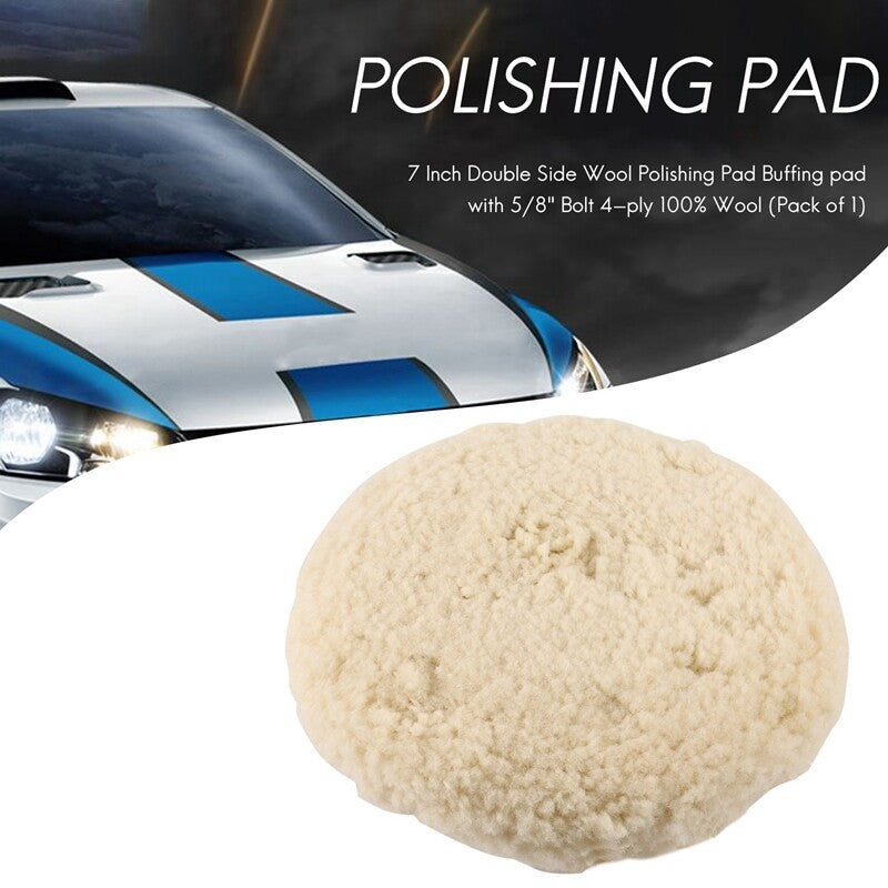 7 Inch Double Sided Wool Polishing Pad Buffing Pad with 5/8 Inch Bolt Wool