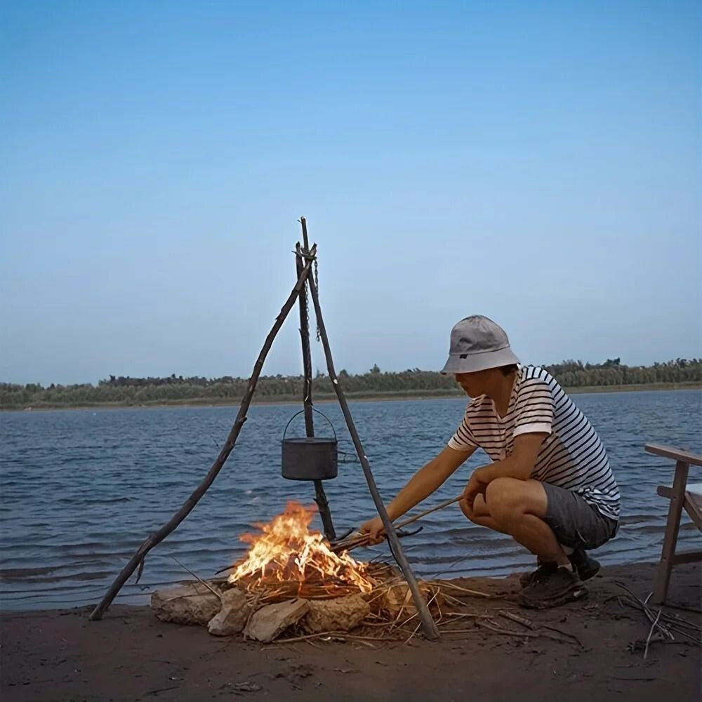 Campfire Cooking Tripod Stand Ultralight Portable with Adjustable Hanging Chain