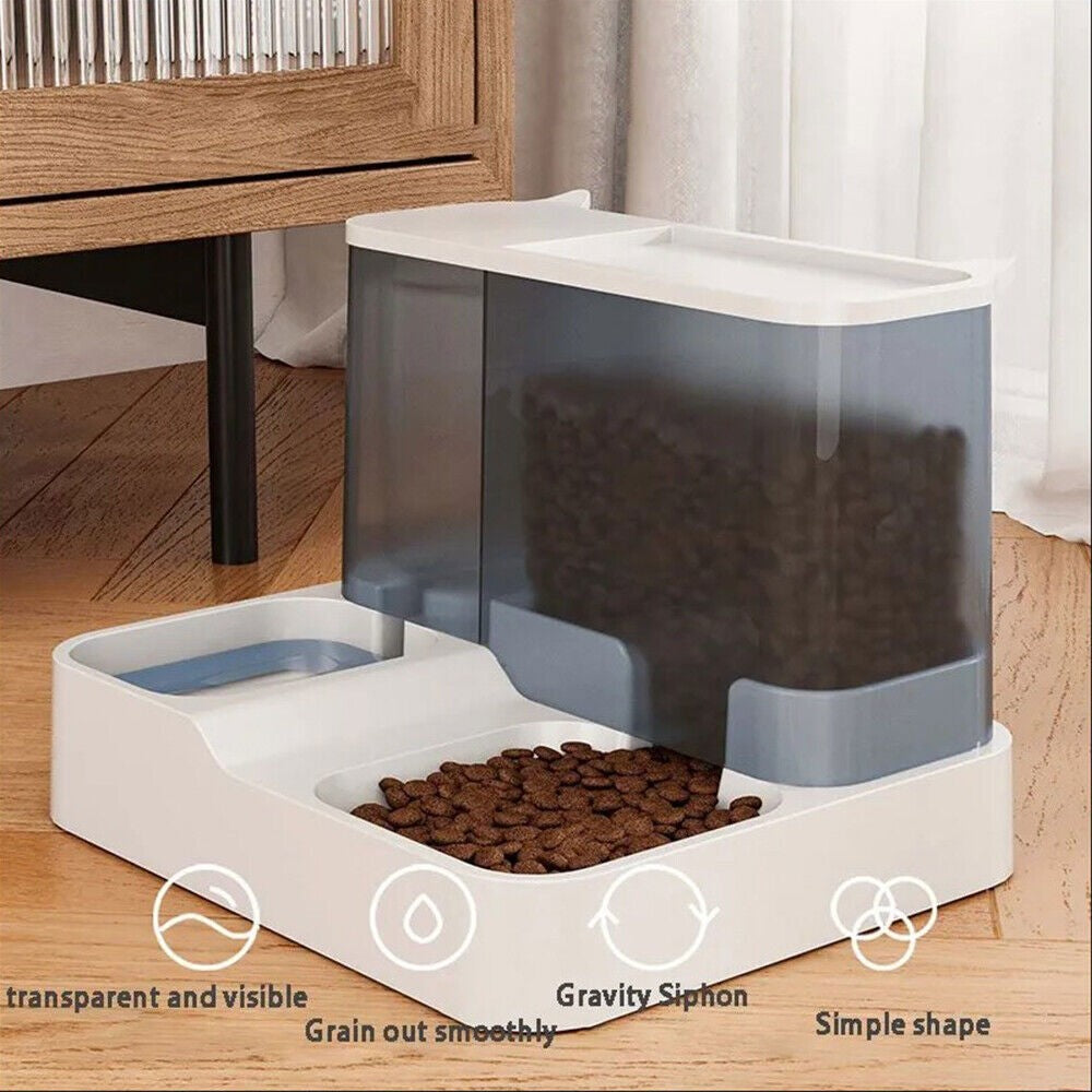 2 in 1 Automatic Cat Feeder Water Dispenser Dry Wet Pet Dog Puppy Food Dispenser