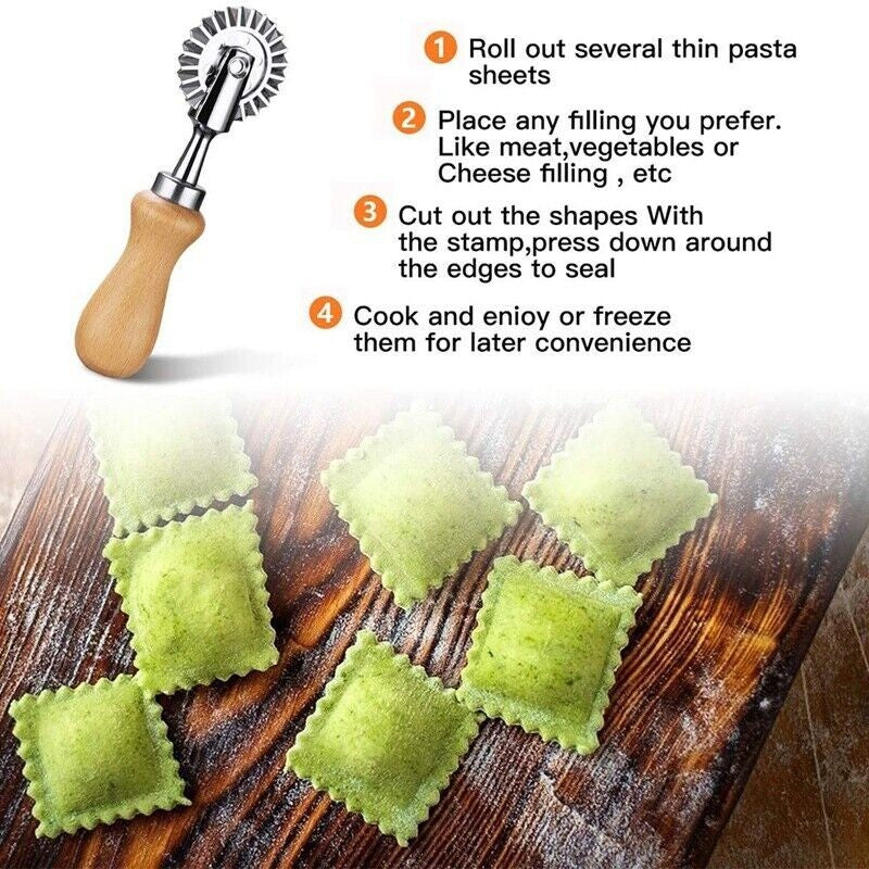 Pastry Wheel Cutter - Pasta Cutter Wheel - Ravioli Crimper Cutter Wheel Dough