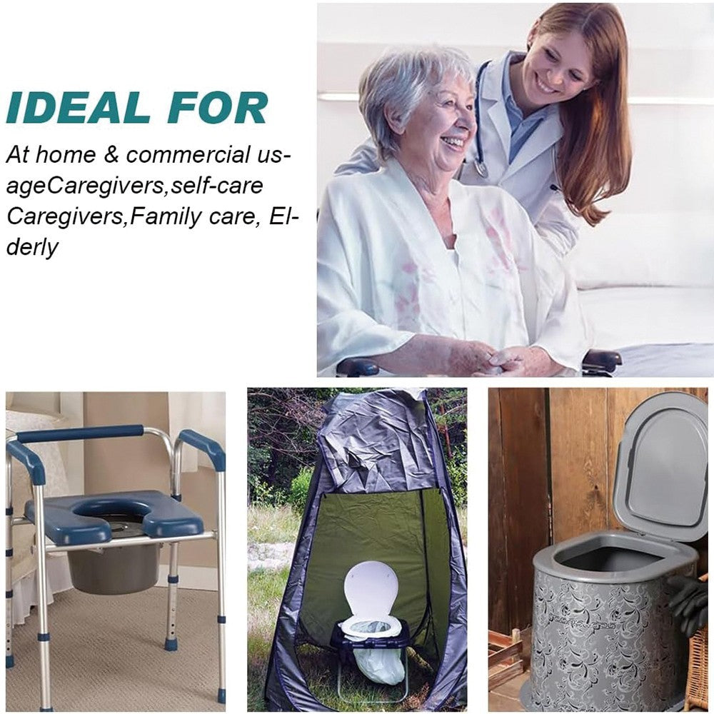 Pack of 40 Commode Liners with Absorbent Pad Disposable Odorless Universal Bags