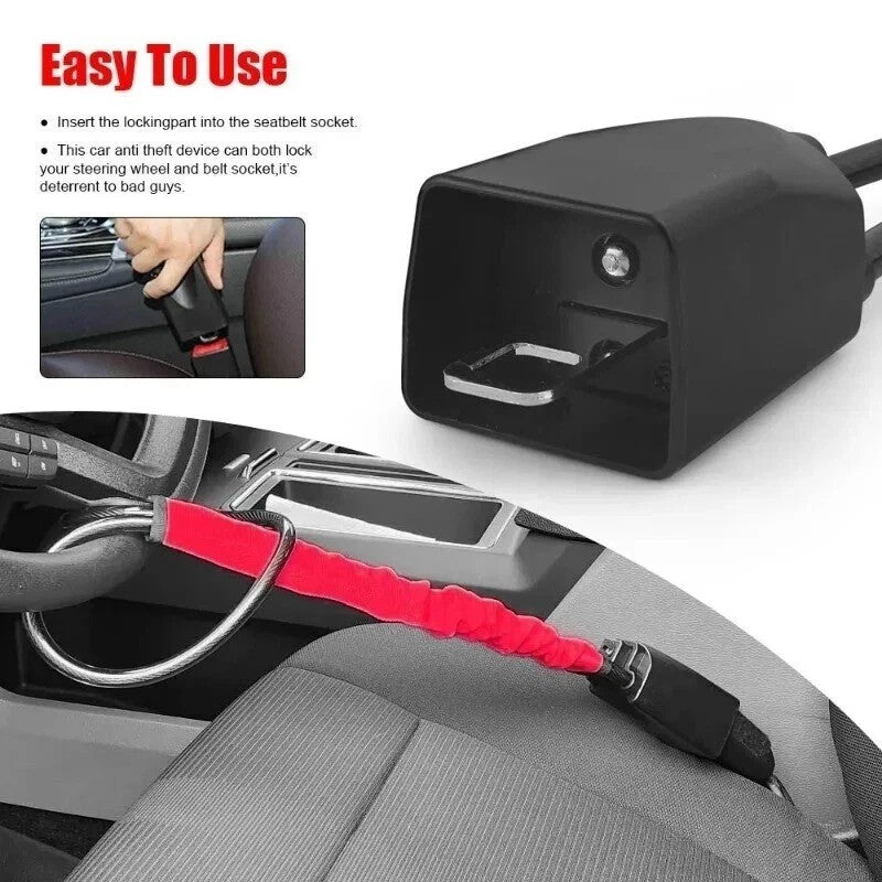 Seat Belt Lock Steering Wheel Lock Car Security Anti-Theft Device RED New