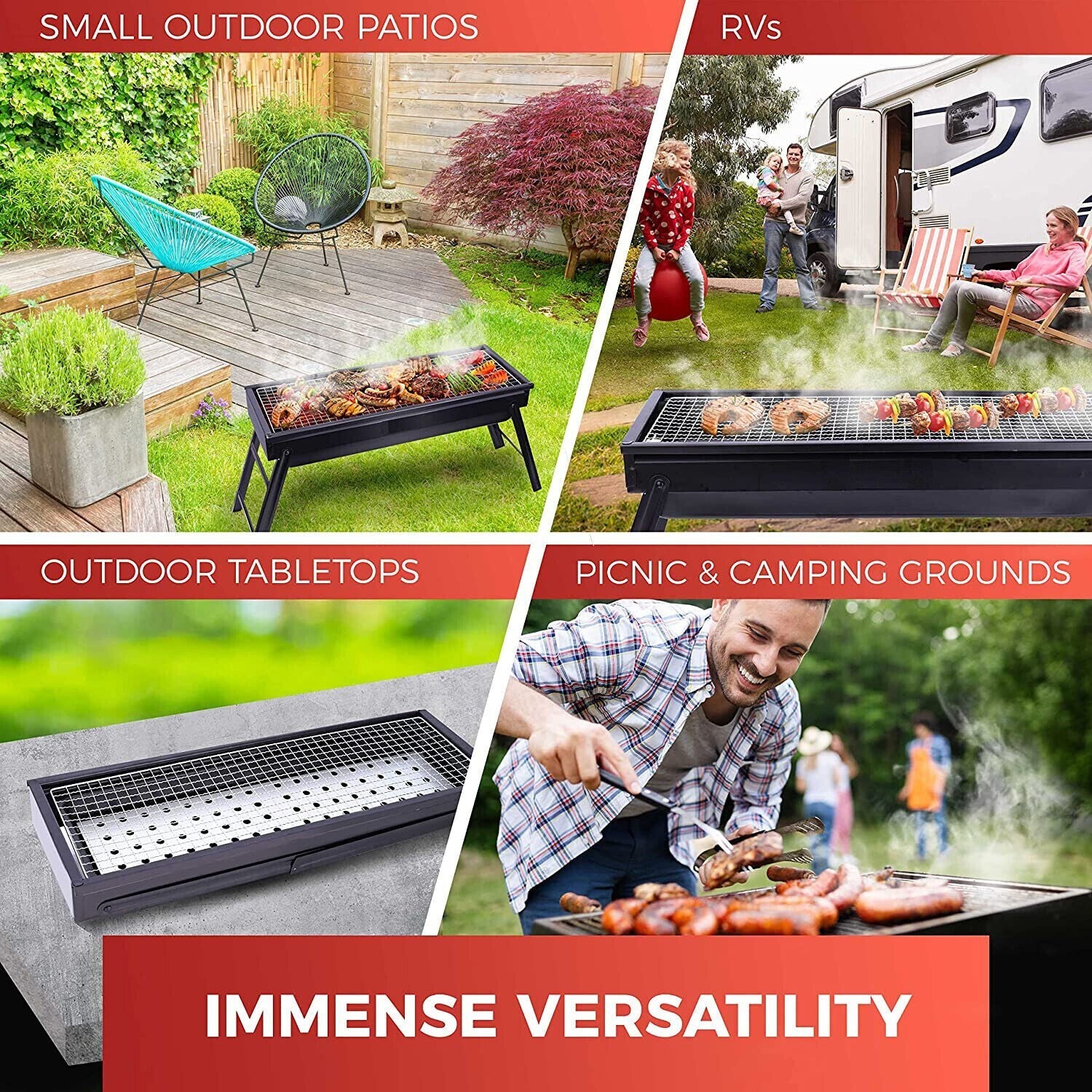Portable Folding Charcoal BBQ Barbecue Camping Grill Travel Picnic Outdoor UK