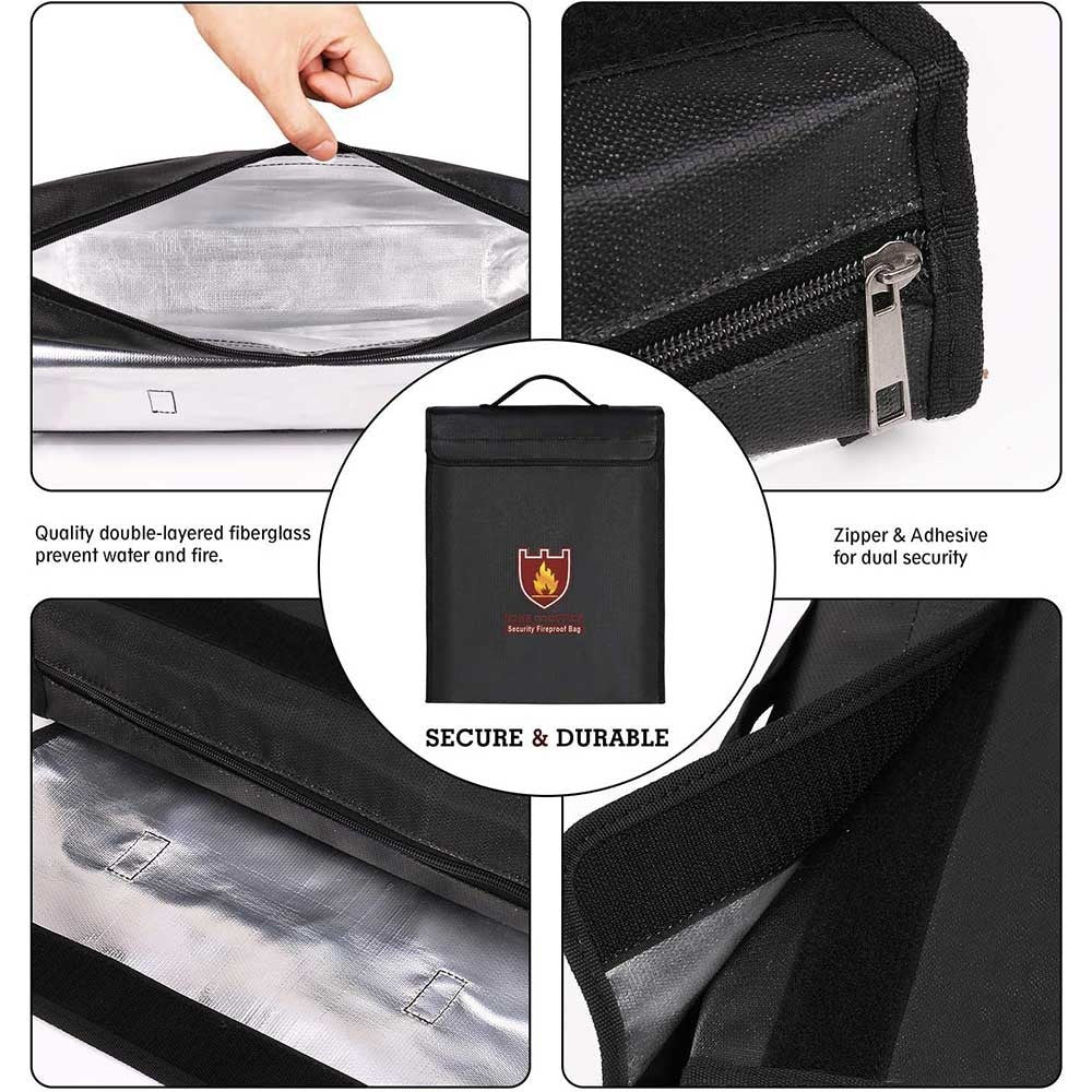 Fireproof Waterproof Document Bag Secret File Protect Pouch Money Safe Handbag