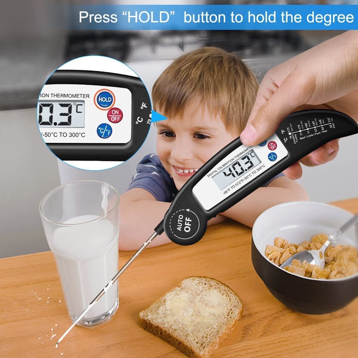 Digital Food Meat Thermometer Probe Cooking Kitchen Temperature Milk BBQ Turkey