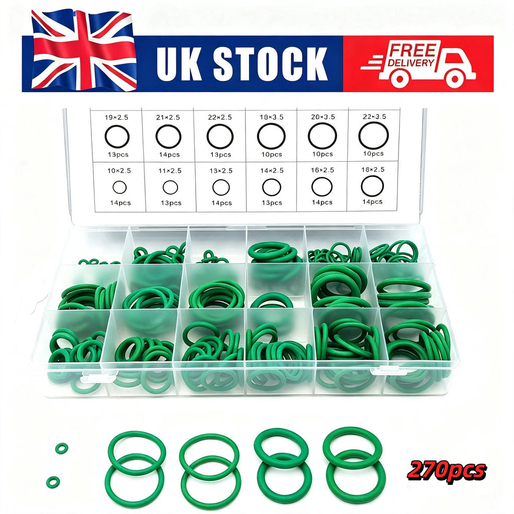 270X Rubber O Ring Fluorine Assortment Set Universal Oil Gasket Seal Kit Box UK