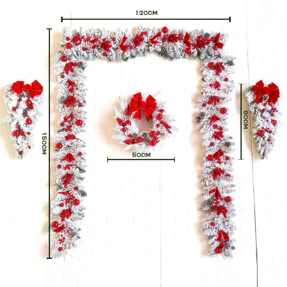 Christmas Snowy Christmas Wreath For Front Door Garland Xtmas Decoration Outdoor