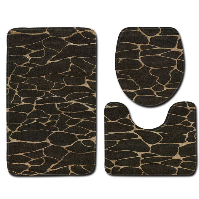 3-Piece Bathroom Bath Mat Contour Rug Set with Toilet Lid Cover Home Decoration