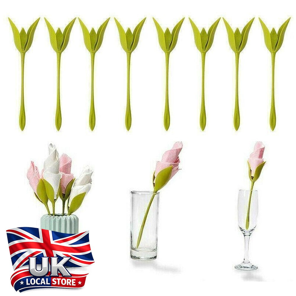 8/12/20Pcs Bloom Napkin Holders For Table Plastic Twist Flower Serviette Decor