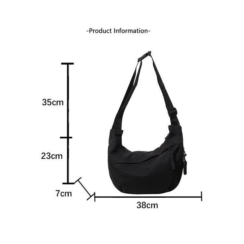 Women Half Moon Shape Casual Nylon Dumpling Bag Crossbody Bag Chest Bag