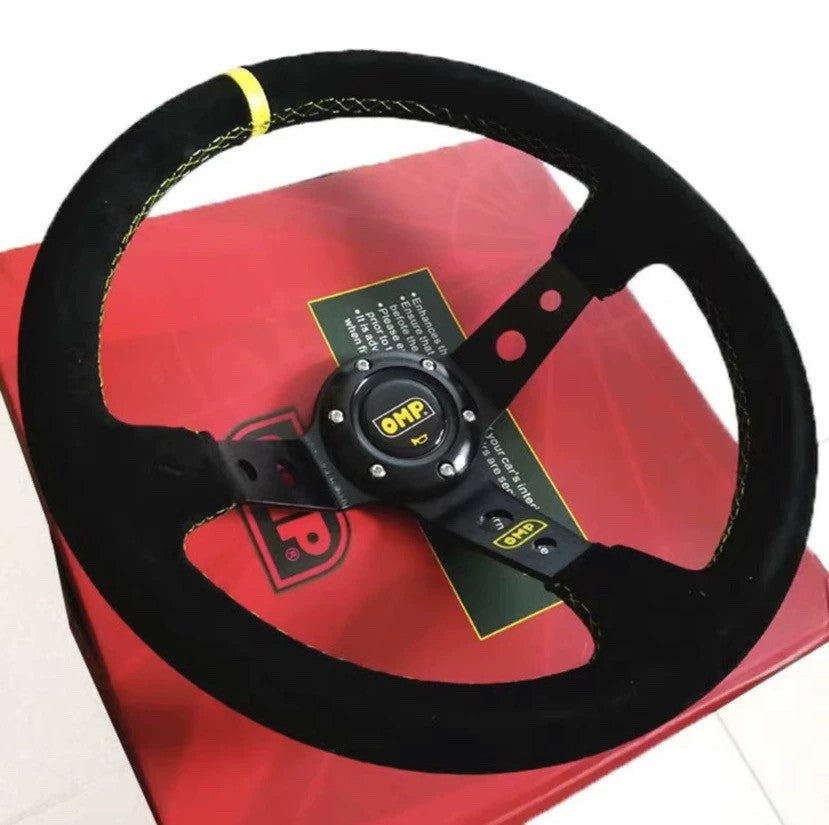 OMP 350mm 14' Suede Leather Black Deep Cone Racing Sport Steering Wheel~~~