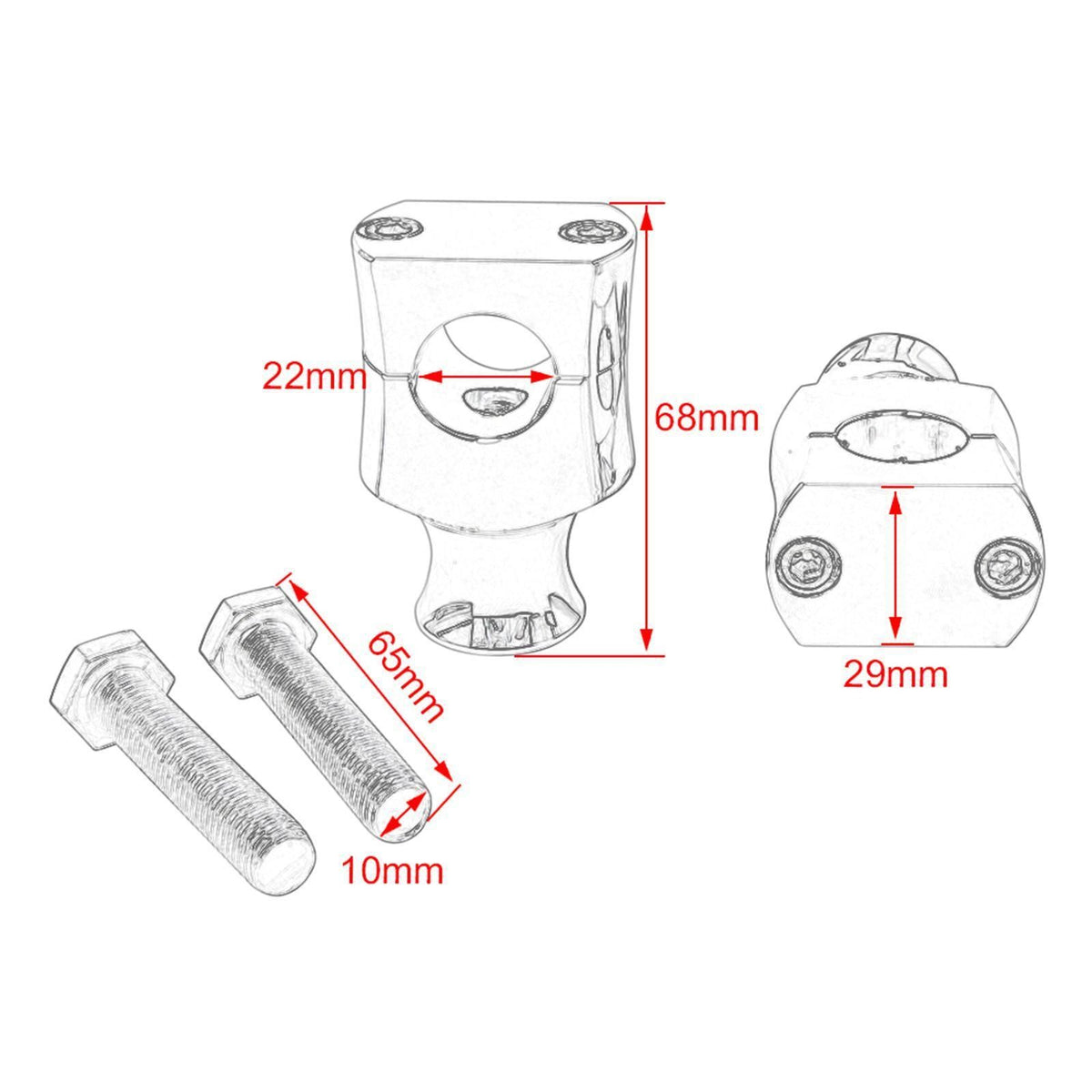 Universal Motorcycle 7/8'' / 1'' Handle Bar Riser Clamp 22mm Black