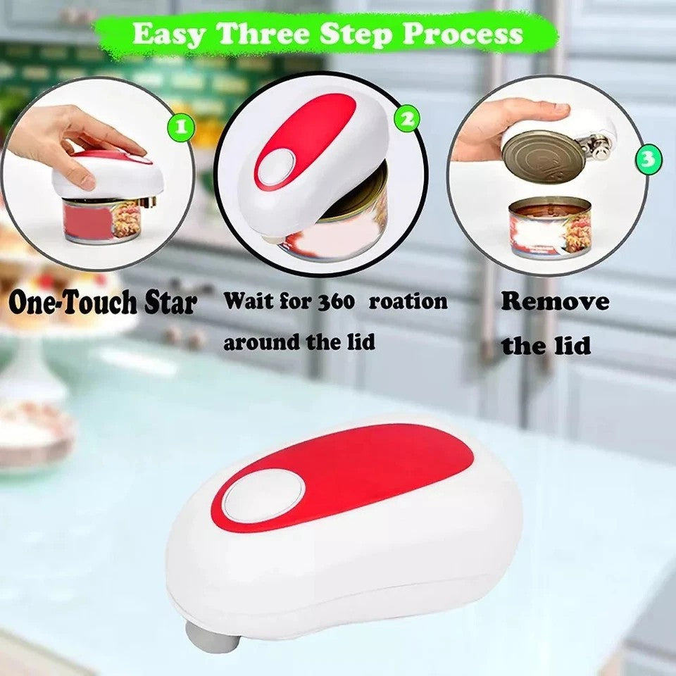 Electric Tin Can Opener Automatic One Touch Battery Operated For Weak Hand Cooks