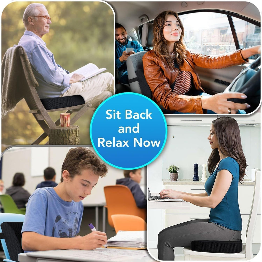 Seat Cushion & Lumbar Support Pillow for Office Chair, Car, Wheelchair Memory