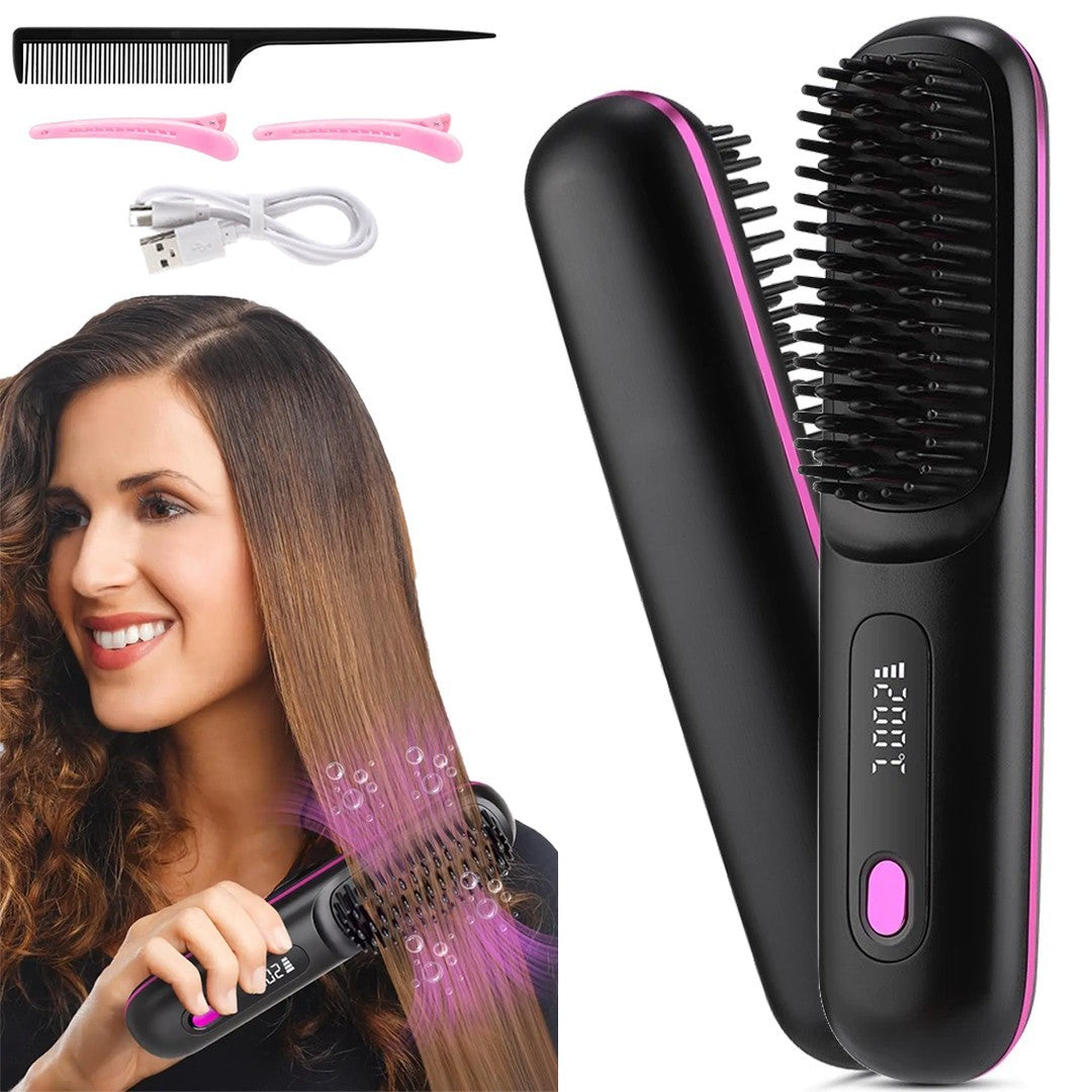 Portable Hair Straightener Brush Antiscald Hair Cordless Hair Straightener Brush
