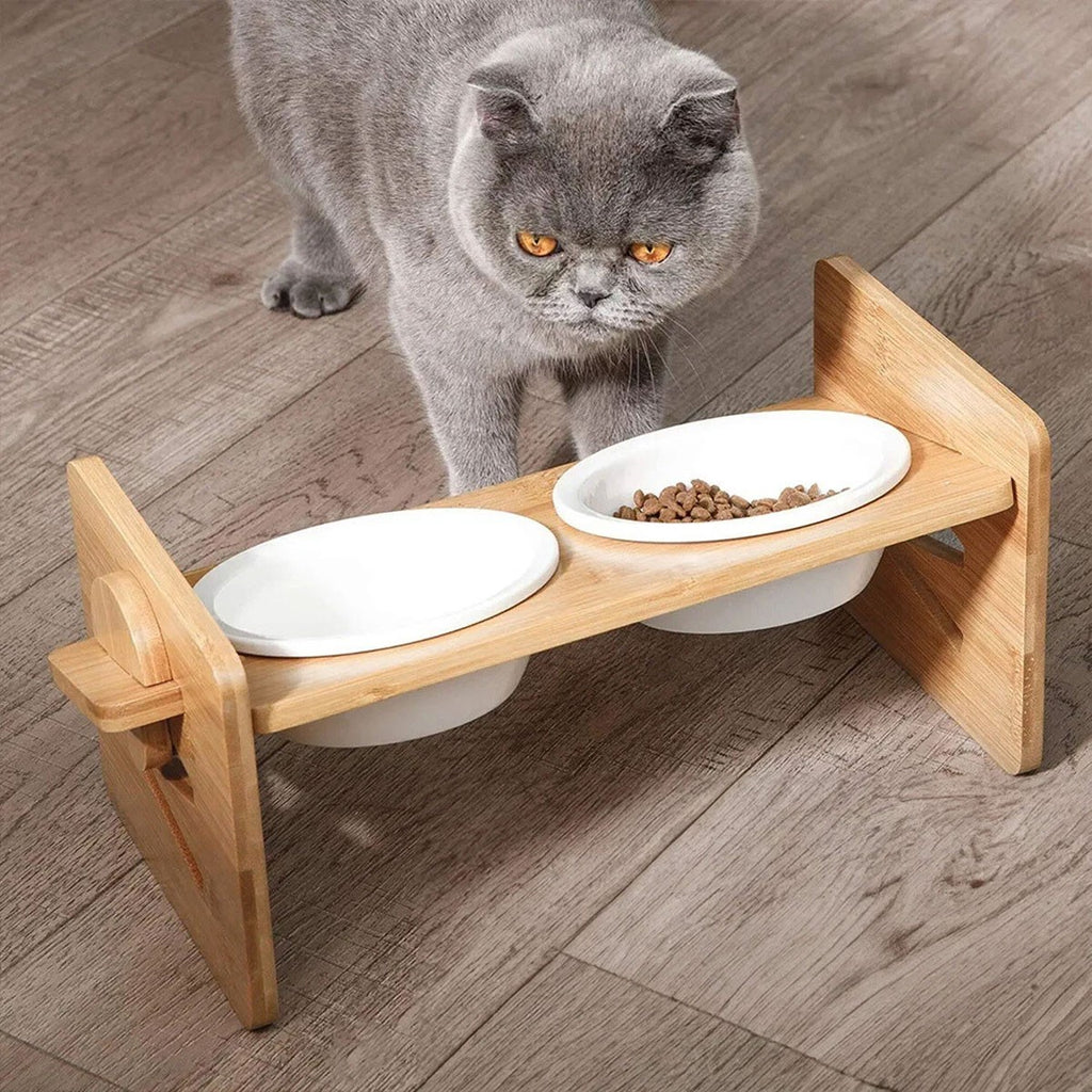 Adjustable Raised Pet Feeding Stand, Double Bowl Food Water Bowl for Dog Cat