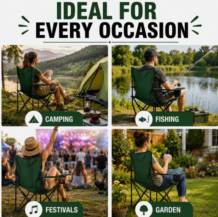 Foldable Camping Chair Portable Lightweight Outdoor Garden Beach Picnic Chair