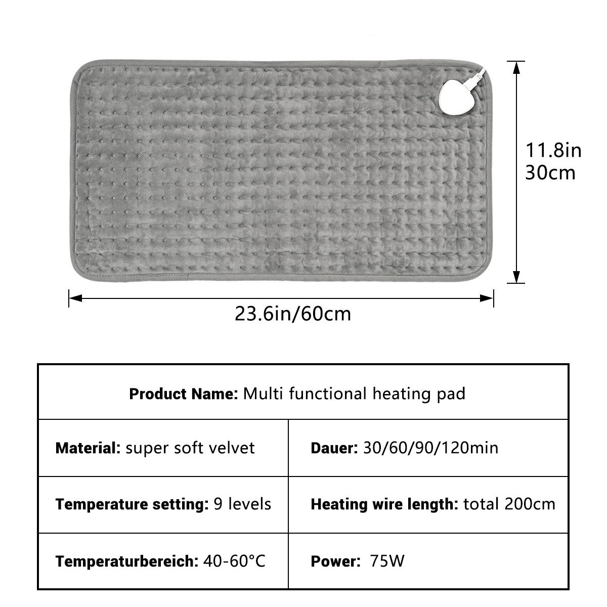 Electric Heating Pad Heat Therapy Feet Warmer Mat Neck Shoulder Back Pain Relief