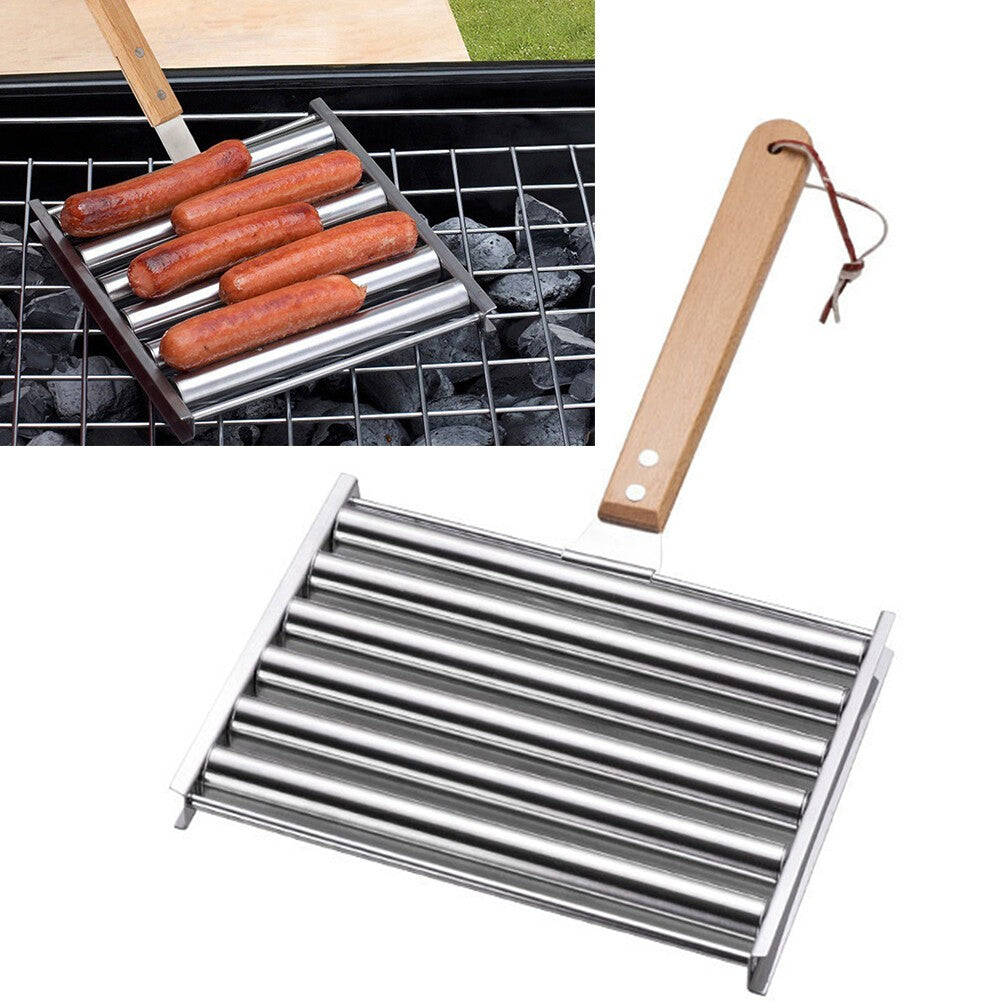 Hot Dog Roller Sausage Roller Stainless Steel BBQ Hotdog Roller for Barbecue