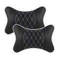 2pc Car Seat Head Neck Rest PU Leather Support Cushion Pad HeadRest Bone Pillow