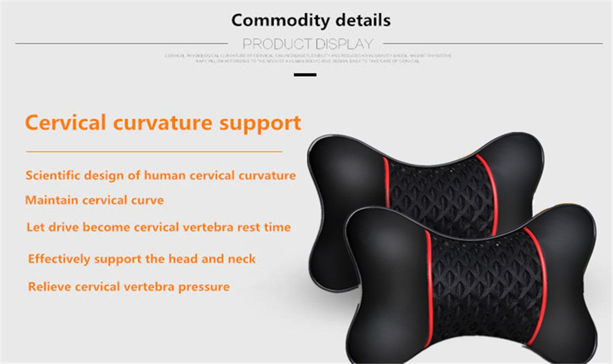 2x PU Leather Knitted Car Headrest Pillows Neck Rest Support Seat Cushion