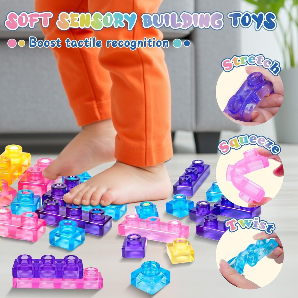 40PCS Sensory Soft Stress Toy Building Blocks for Toddlers Squishy Stacking Toy