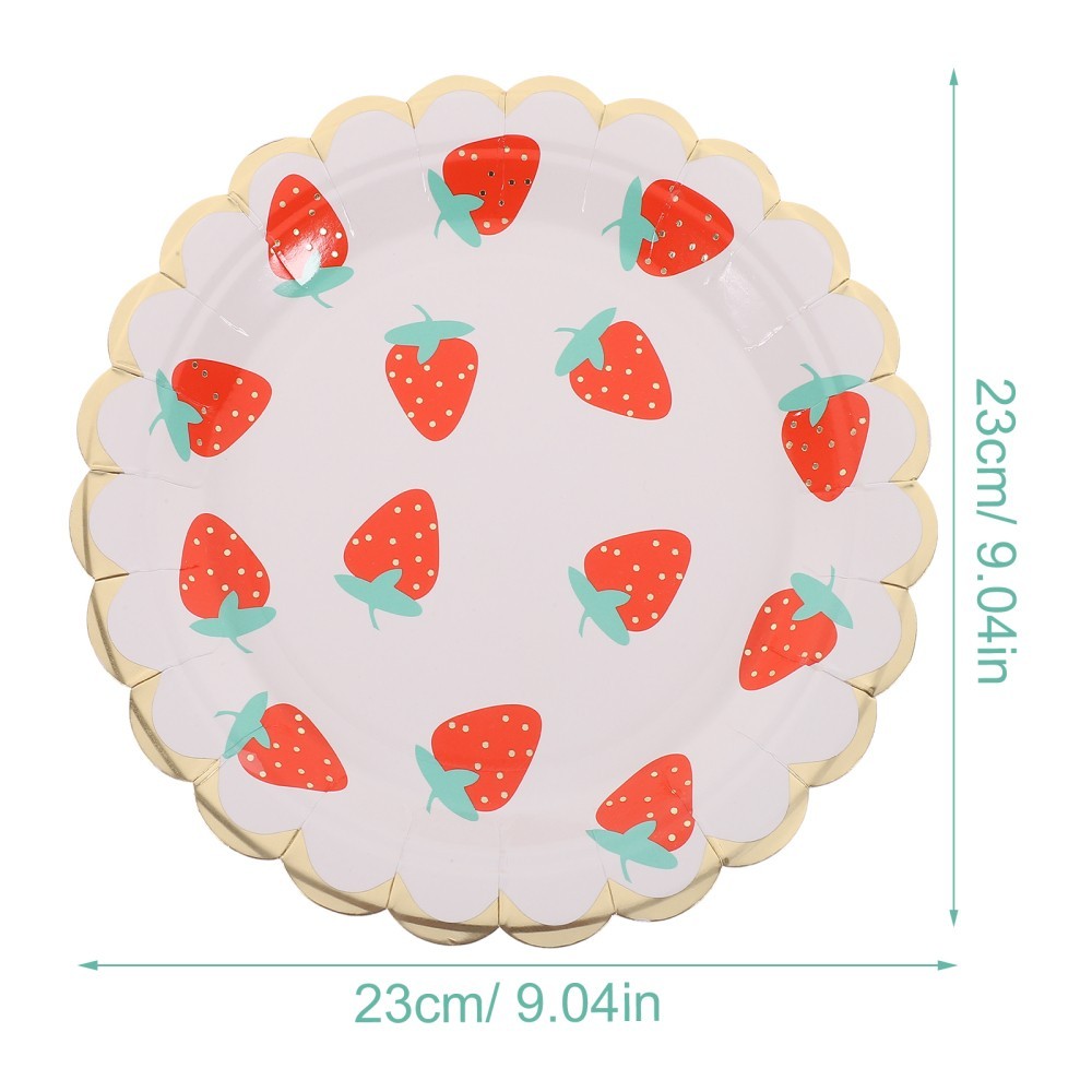 2X Strawberry Themed Napkins Disposable Tableware Plates Cups Straws Set for