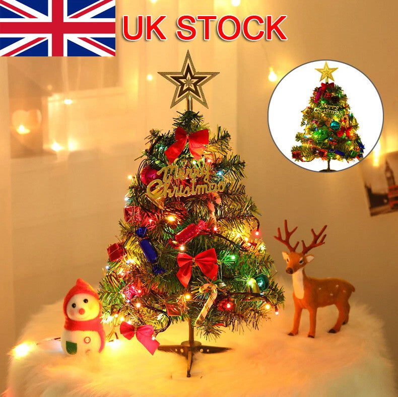 30cm Mini Small Christmas Tree with LED Lights Xmas Tabletop Rtificial Ornament
