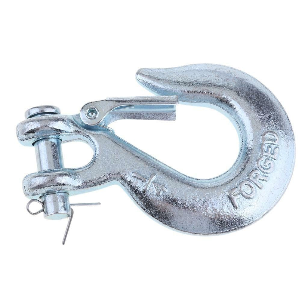 1/4 Inch Winch Replacement Hook with Latch for Trailer ATV Boat Towing