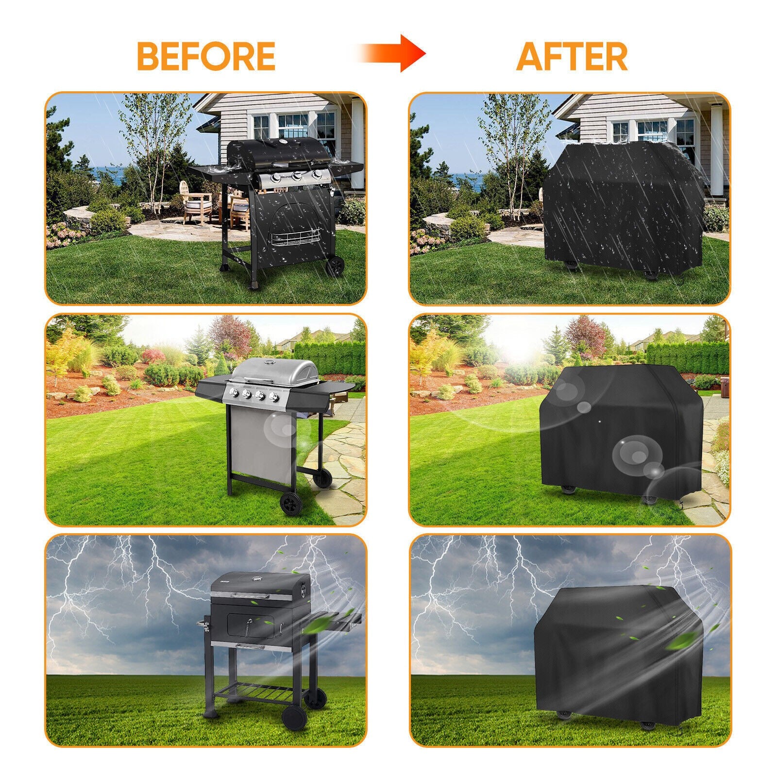 210D Heavy Duty BBQ Cover Waterproof Patio Barbecue Grill Outdoor 2 3 4 Burner