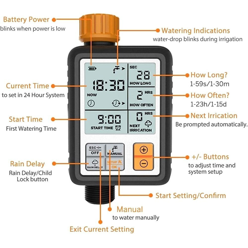 Water Timer Automatic Irrigation watering System Programmable Garden Sprinkler