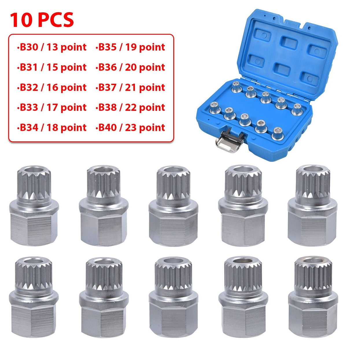 10pc For Bmw Master Locking Wheel Nut Socket Spline Tamper Proof Removal Key Set