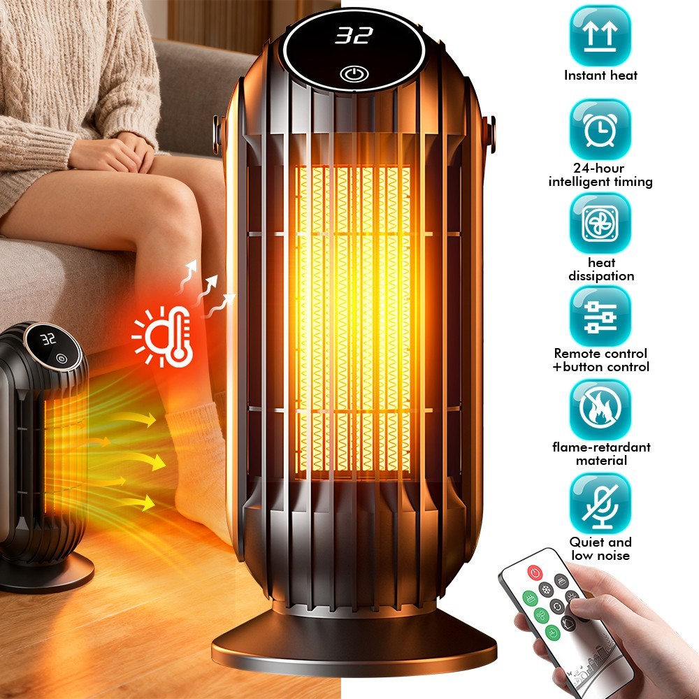 2500W Electric Heater Low Energy Room Heater Portable for Home 4 Heat Setting