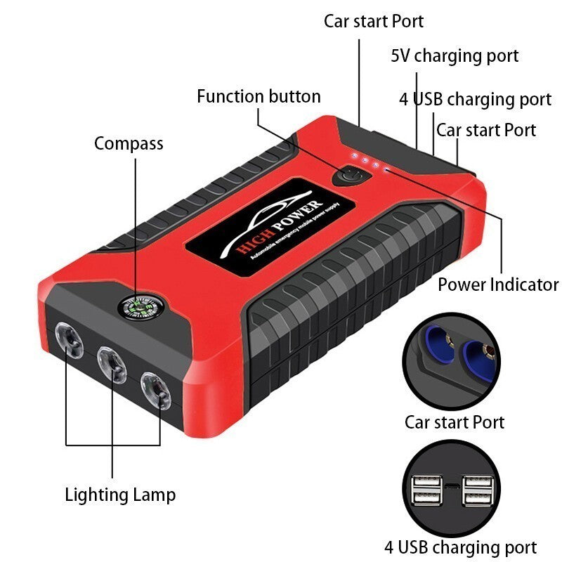 99800mAh Car Jump Starter Pack Booster Battery Charger Emergency Power Bank UK
