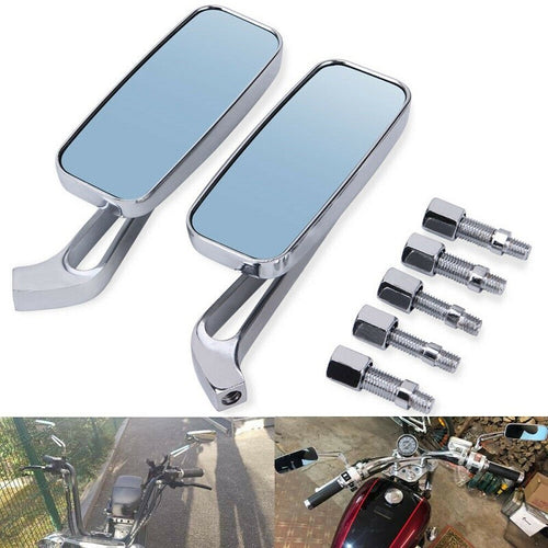 1 set of motorcycle rectangle rearview mirrors, Chrome, for Harley-Davidson