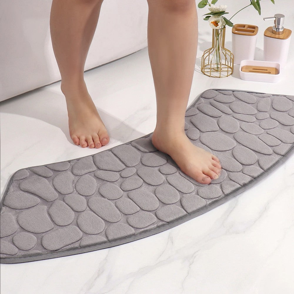 Non-slip Floor Toilet Mat Bathroom Mat Curve Foot Mat Carpet Curved Bath Mat