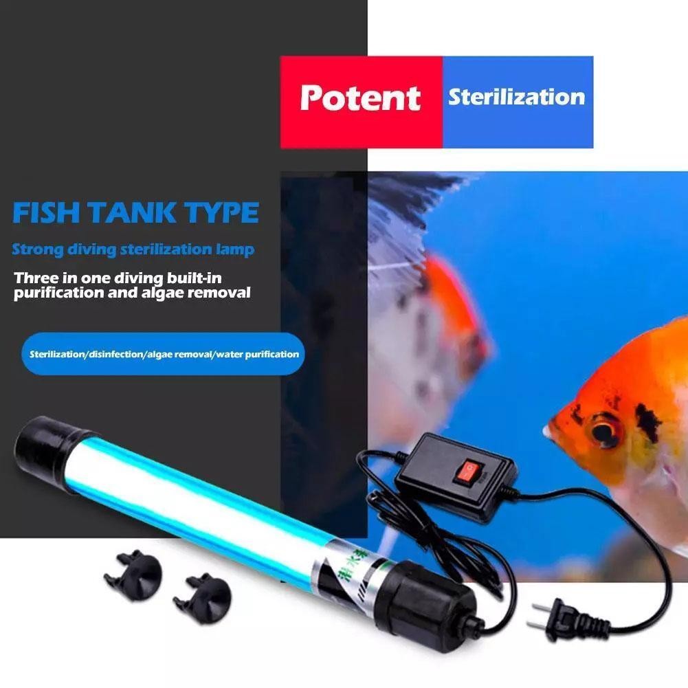Waterproof Submersible Fish Tank UV-C Light Aquarium Water Clean Sterilizer Lamp