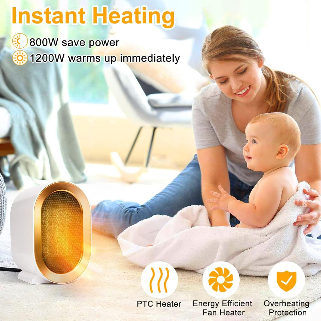1200W Electric Heater, Low Energy Space Heater, Portable Room Heater with 2 Mode