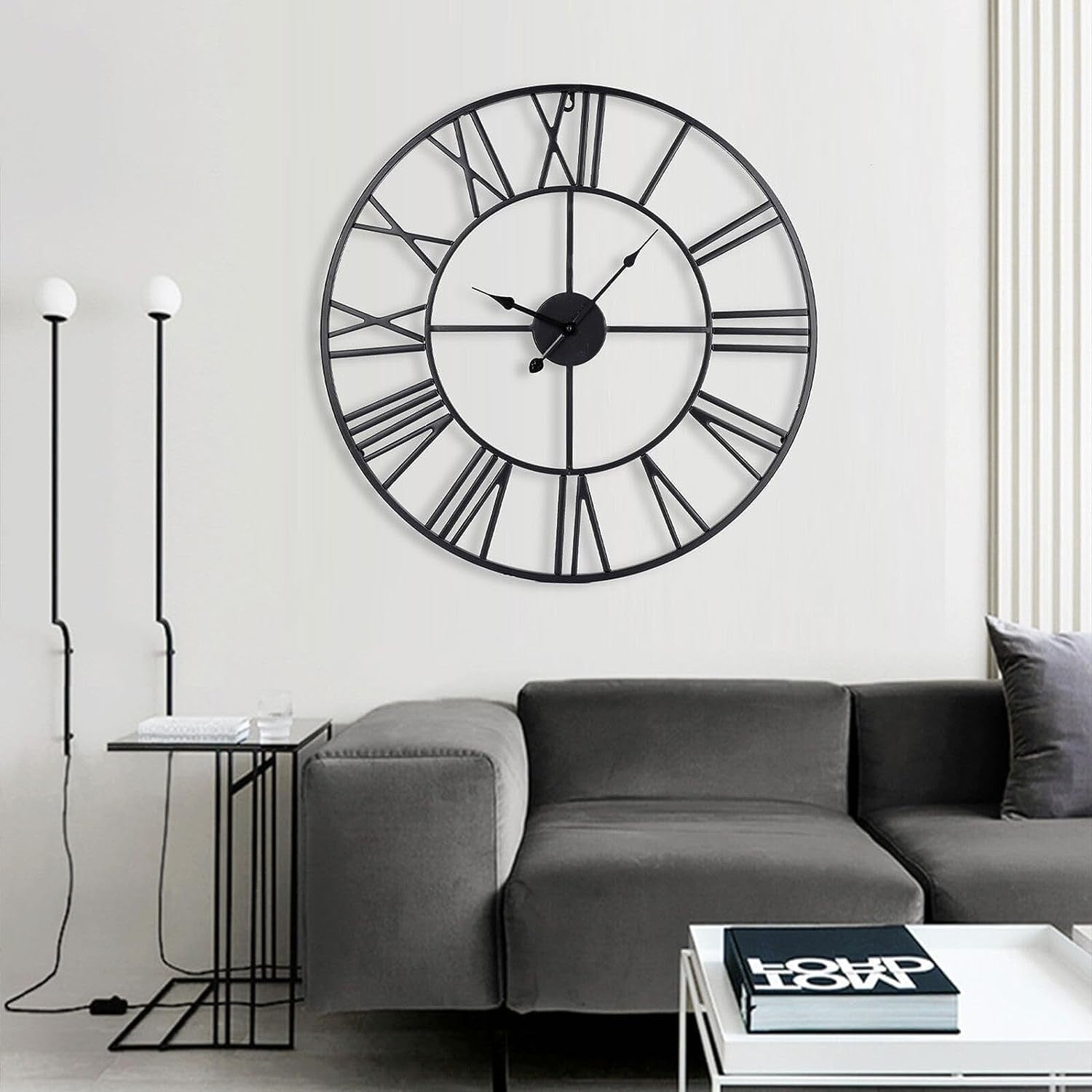 Large Outdoor Garden Wall Clock 40cm Big Open Face Metal Roman Numerals Giant