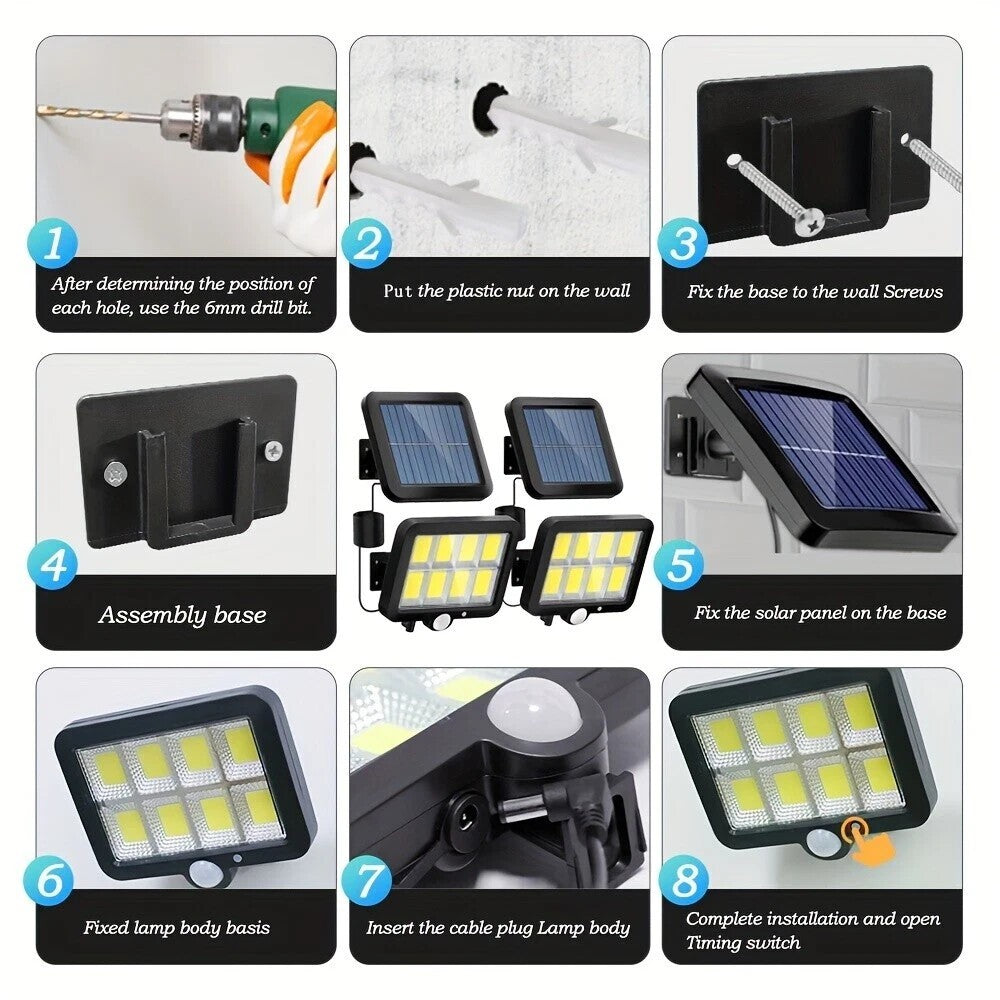 Solar Power LED Wall Light Security Outdoor Garden Flood Lamp PIR Motion Sensor