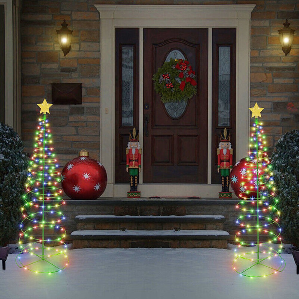 Solar Powered LED Christmas Tree Stake Star Light Outdoor Yard Garden Pathway UK