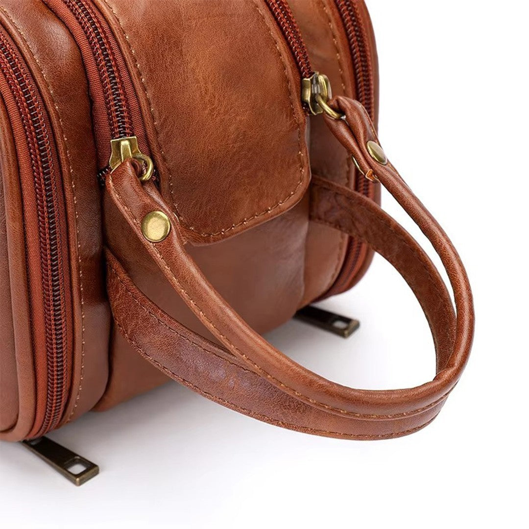PU Leather Toiletry Bag For Men Large Travel Wash Bag Shaving Water-Resistant UK