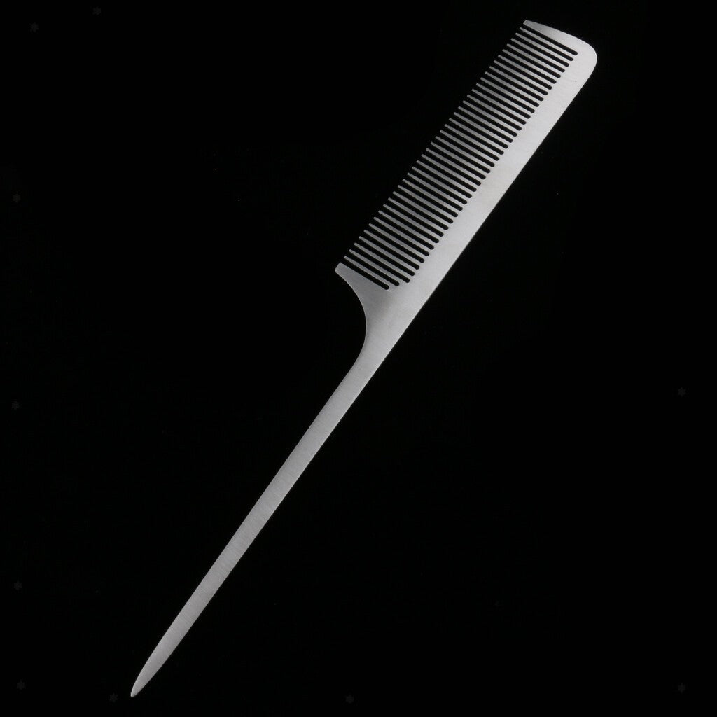 Stainless Steel Salon Barber Hairstyling Hairdressing Tail Comb Hairbrush K8.
