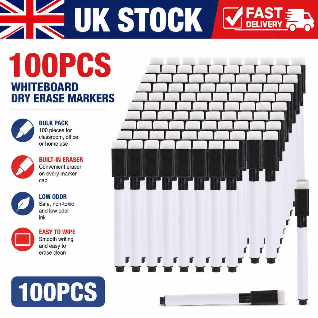 New 100x Whiteboard Marker Pens White Board Pen Water Colour for Home Office