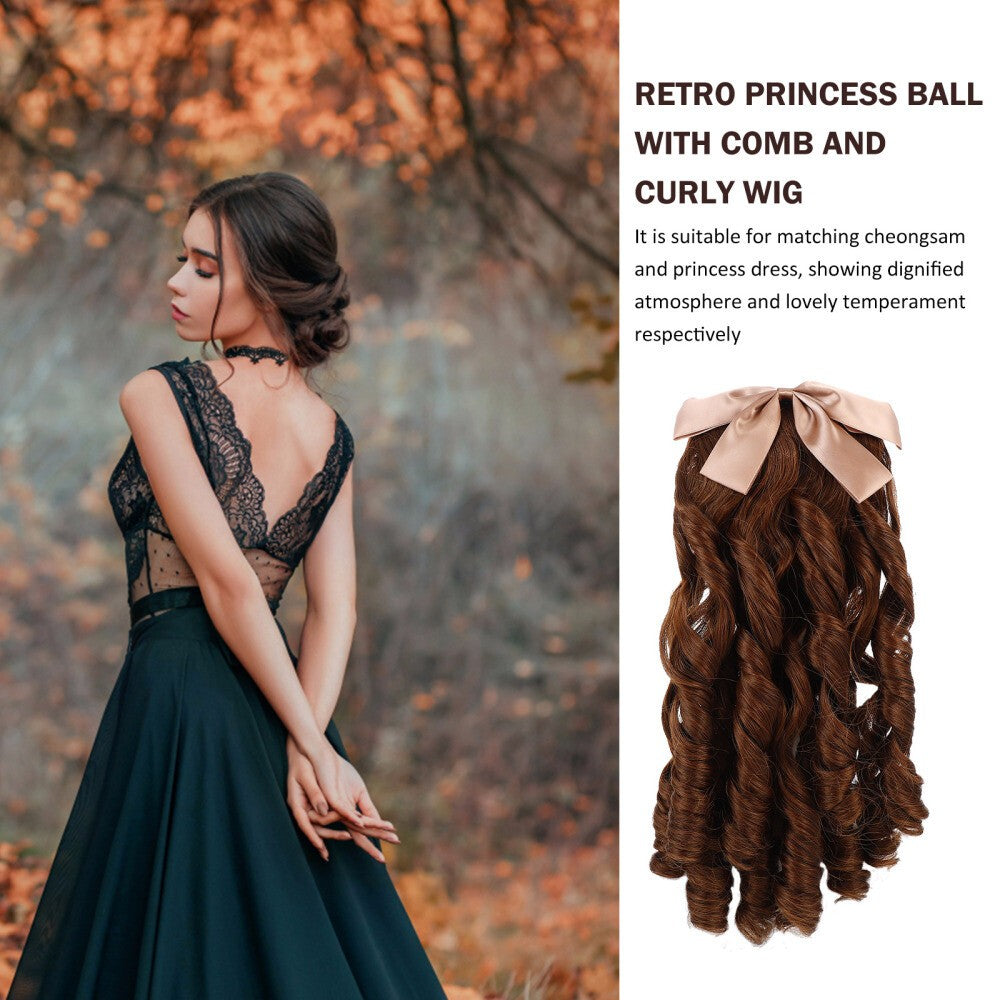 Curly Wig Ringlet Wig Retro Ringlet Hairpiece Curly Ponytail Wig Girl
